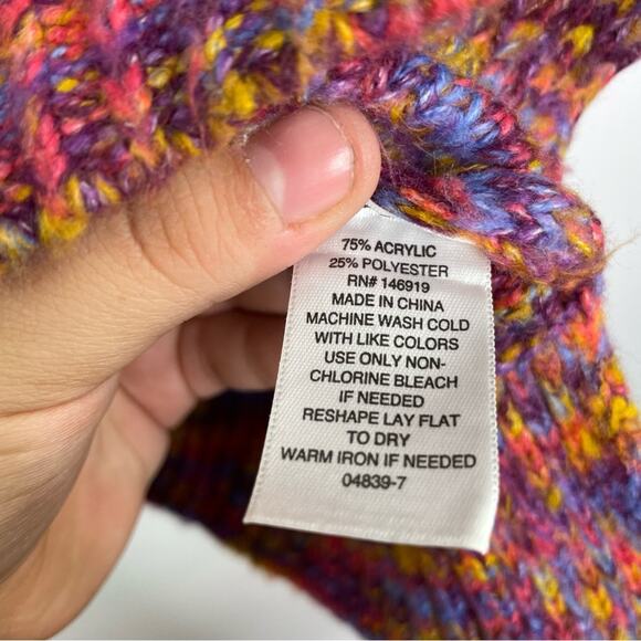 A.N.A. A New Approach pink colorful knit sweater size XL rolled up sleeves - Picture 9 of 11